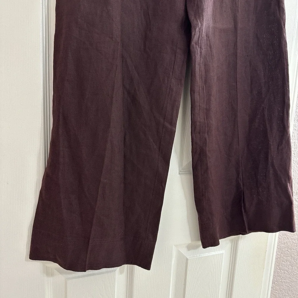 Banana Republic Brown 100% Linen Low Rise Wide Leg Belt Tie Trouser Pant Y2K Sz0